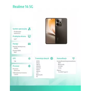 Viedtālrunis realme 14 5G 6.67 collu 8 GB 256 GB Titanium
