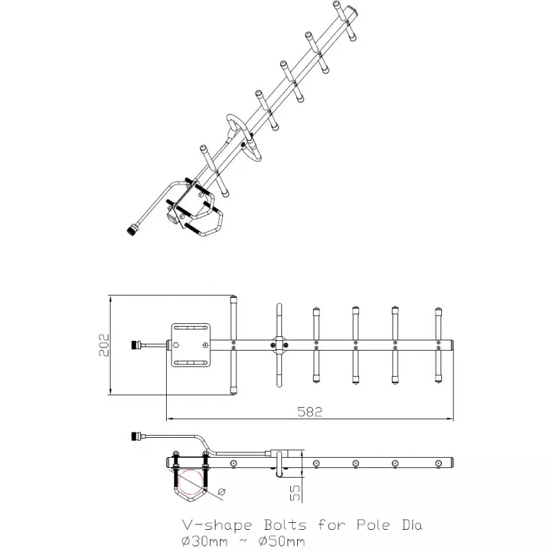 Virziena Yagi antena ALLNET ANT-868-10dbi-Yagi 868 MHz, 10 dBi, N-sieviete