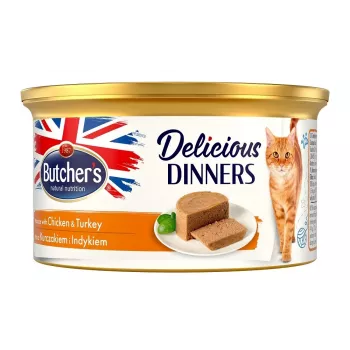 Butcher's Delicious Dinners Mousse ar Vistu un Tītaru 85 g, bezgraudu, bezglutēna