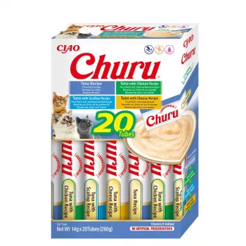 Slapjie kaķu gardumi INABA Churu Variety Box – Tuncis, 20 x 14 g paciņas, pasta