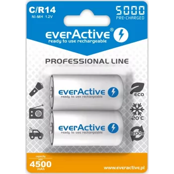 EverActive EVHRL14-5000 uzlādējama NiMH cilindriska baterija, 1,2 V, 2 gab., 51,5 mm augstums