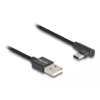 DeLOCK USB 2.0 kabelis Type-A vīriešu uz USB Type-C vīriešu leņķa 0,5 m melns