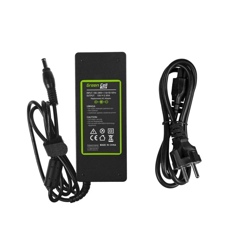 Lādētājs klēpjdatoram Green Cell AD26AP 75W 19V maiņstrāvas-līdzstrāvas iekštelpu, melns