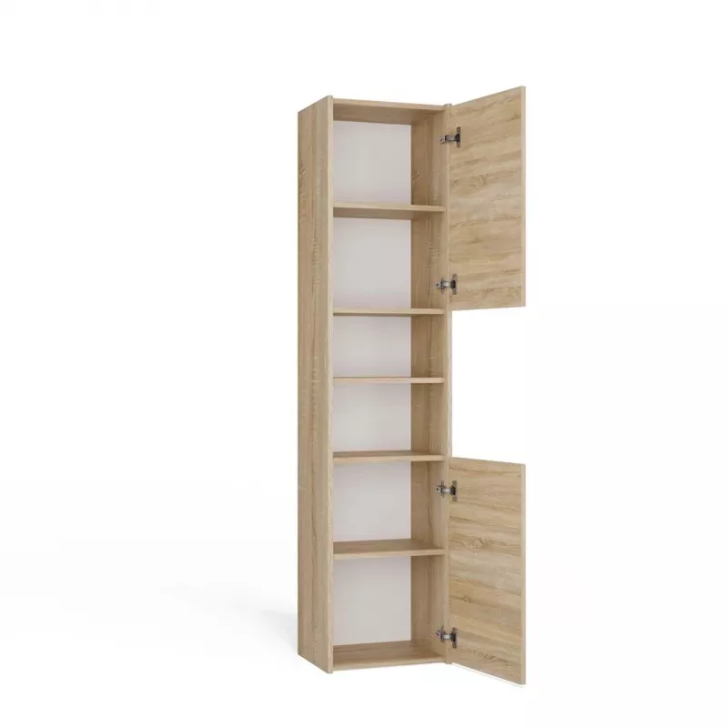 Vannas istabas uzglabāšanas skapis Top e shop S40 SONOMA — Ozola rāmis, brīvi stāvošs, 6 plaukti, 400×300×1700 mm