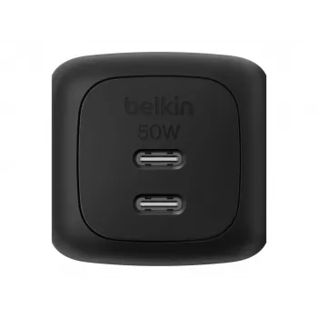 Iekštelpu AC ātrais lādētājs Belkin WCH019kqBK – 2× USB‑C, Melns, OVP/OC/OT/SC aizsardzība