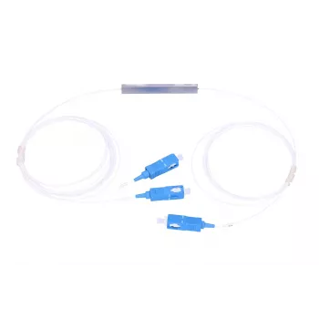Extralink Splitter 1:2 PLC SC/UPC 900µm ar 1.5 m kabeli (zils/balts, PVC)