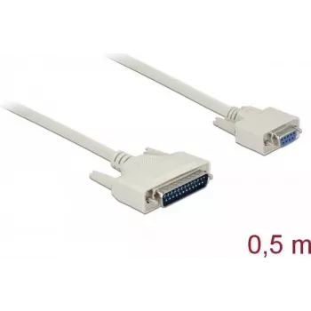 Seriālais kabelis DELOCK 86909, D-Sub 25-pin uz D-Sub 9-pin, bēšs, 0.5 m