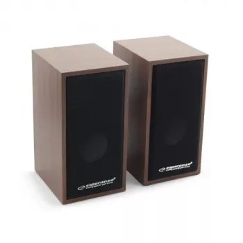 Skaļruņi ESPERANZA EP122 2.0 vadu darbvirsmas skaļruņi, 2×6W RMS, koka korpuss, rotējošs skaļums, 60–20000 Hz