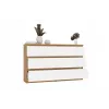 Kumode ar 6 atvilktnēm 120 cm Top E Shop Malwa — Artisan Ozols / Balts, skaidu plātne