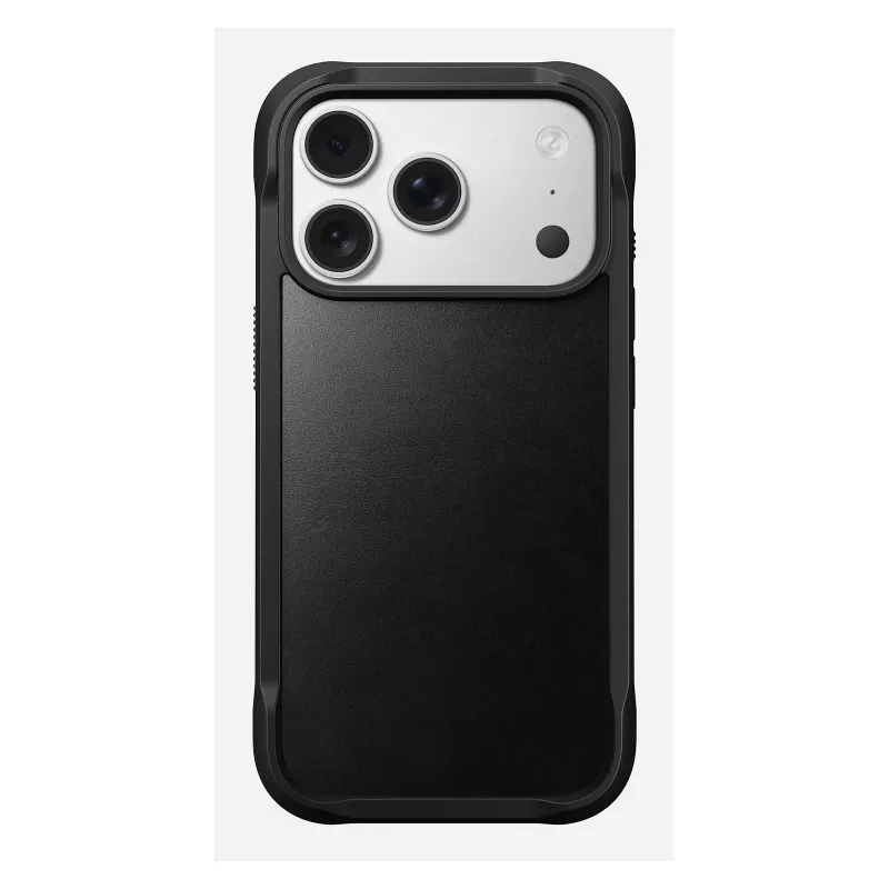 Mobilā telefona maciņš Nomad Rugged Leather Case Apple iPhone 17 Pro, āda/TPU/PC/alumīnijs, 16 cm (6,3 collu) ekrāniem, melns