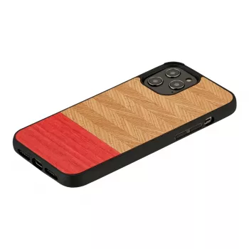 Aizsargmaciņa man and wood iPhone 12 Pro Max — siļķu kaula raksts, azalea melna