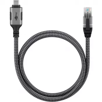 Goobay 70755 USB-C uz RJ45 Ethernet CAT 6 kabelis stabilam vadu interneta savienojumam ar maršrutētāju/modermu/tīkla slēdzi / aizstāj USB-RJ45 adapteri / 1