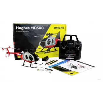 Amewi RC Helikopters MD500 Li-Po Akumulators 350mAh Sudrabs/Sarkans (25354)