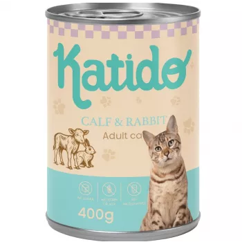 KATIDO Teļš ar trusi - mitrā barība kaķiem - 400g