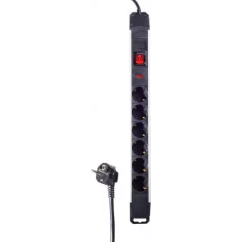Pagarinātājs Power Extension S/CONN 09-20165 1.5m 6 kontaktligzdas Melns Balts