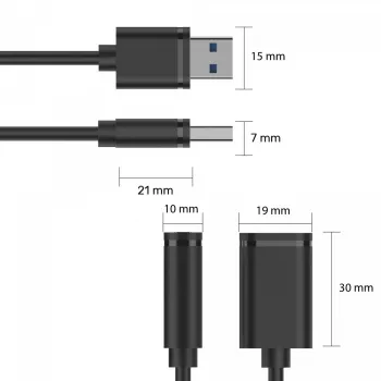 USB kabelis UNITEK Y-C447GBK 0.5m USB 2.0 Melns