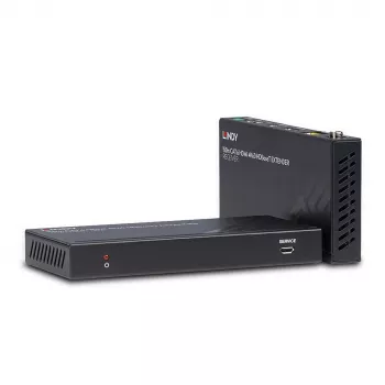 Lindy 150m Cat.6 HDMI 4K60, IR un RS-232 HDBaseT pagarinātājs, 3840 x 2160 pikseļi, AV raidītājs un uztvērējs, 150 m, Vadu, Melns, HDCP