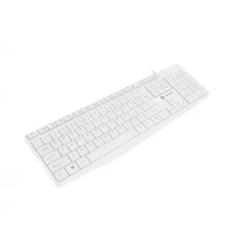 Vadu pilnizmēra tastatūra NATEC NAUTILUS NKL-1951, 105 taustiņi, US International QWERTY, balta, USB, 1.8 m