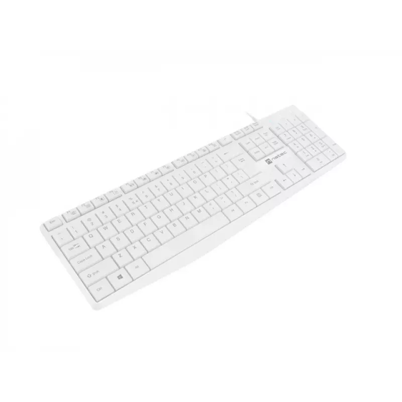 Vadu pilnizmēra tastatūra NATEC NAUTILUS NKL-1951, 105 taustiņi, US International QWERTY, balta, USB, 1.8 m