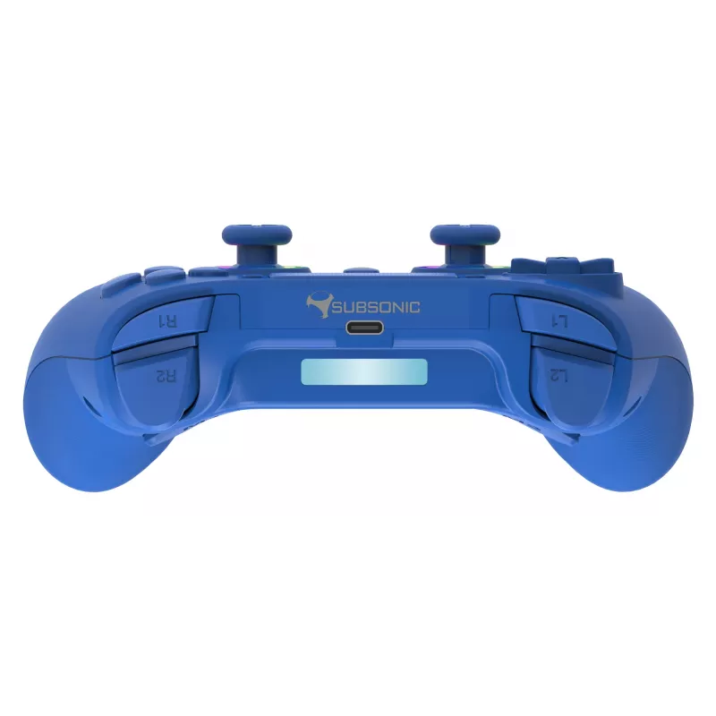 Bezvadu LED kontrolieris SUBSONIC SA5639-3 PS4 un PC, zils bezvadu spēļu panelis