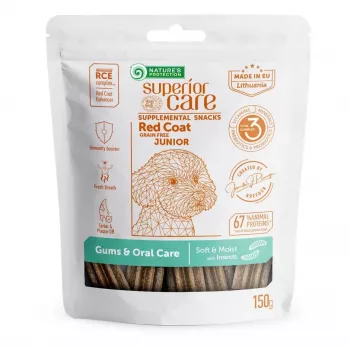 Nature's Protection Superior Care Red Coat Junior bezgraudu gardumi suņiem ar kukaiņiem smaganu un mutes dobuma kopšanai, 150 g