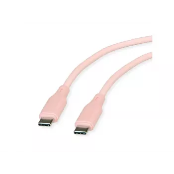 ROLINE USB 2.0 kabelis C-C ST/ST Silikons 60W 1m rozā