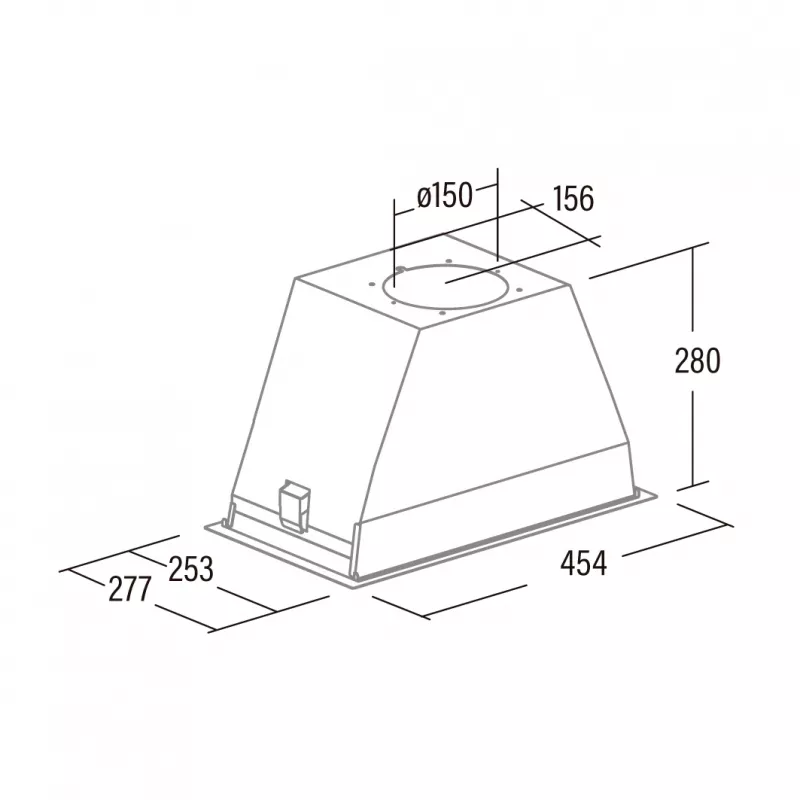 Iebūvējamais griestu tvaika nosūcējs CATA GT-PLUS 45 WH/M, 492×277 mm, 645 m³/h, alumīnija filtrs, nerūsējošais tērauds