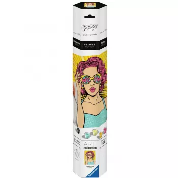 Ravensburger krāsošanas komplekts CreArt ART Collection Audekla izdevums — Dāma rozā (PopArt)