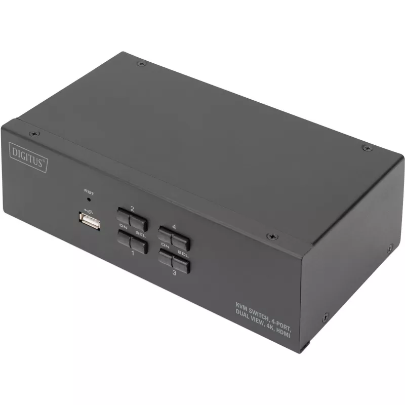 KVM Slēdzis Digitus DS-12883 4 Portu Divu Displeju 4K HDMI USB