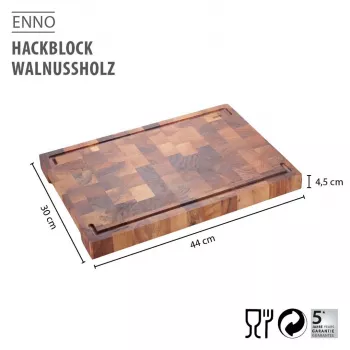 GEFU ENNO valrieksta koka griešanas dēlis 44 x 30 cm