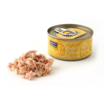Slapjā kaķu barība FISH4DOGS Tuna fileja ar sieru maisiņš 70 g – zivju garša, 83% mitrums, 14% olbaltumvielas