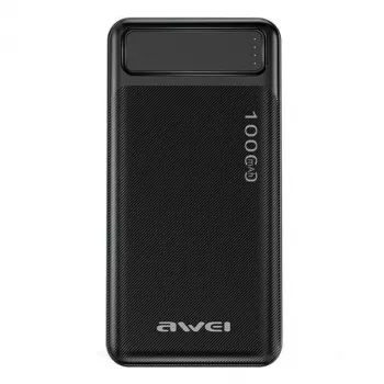 Pārnēsājams barošanas bloks Awei P5K 10000mAh ar 2xUSB 2.1A - Melns
