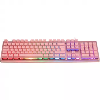 Deltaco GAM-021-RGB-P-DE - pilna izmēra (100%) - USB - membrānas taustiņslēdži - QWERTZ - Rozā