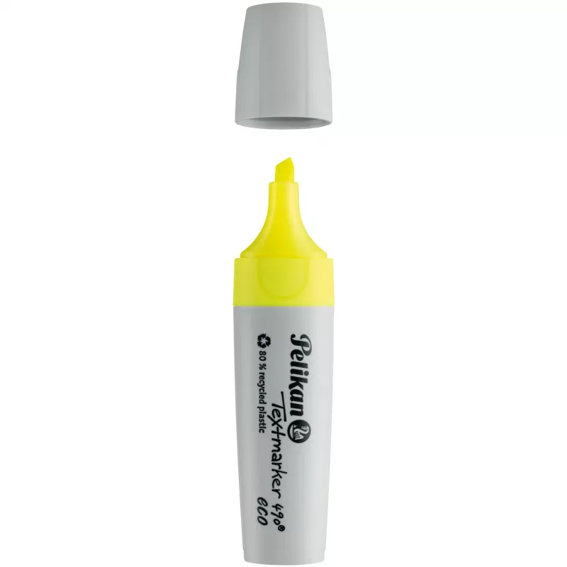 Marķieris Pelikan Textmarker 490 eco dzeltenā krāsā ar kaltveida galu