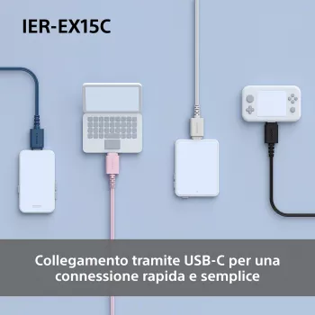 Sony IER-EX15C Austiņas Vadu Iekšējās Ausīs Zvanu/Mūzikai USB Type-C Zilas