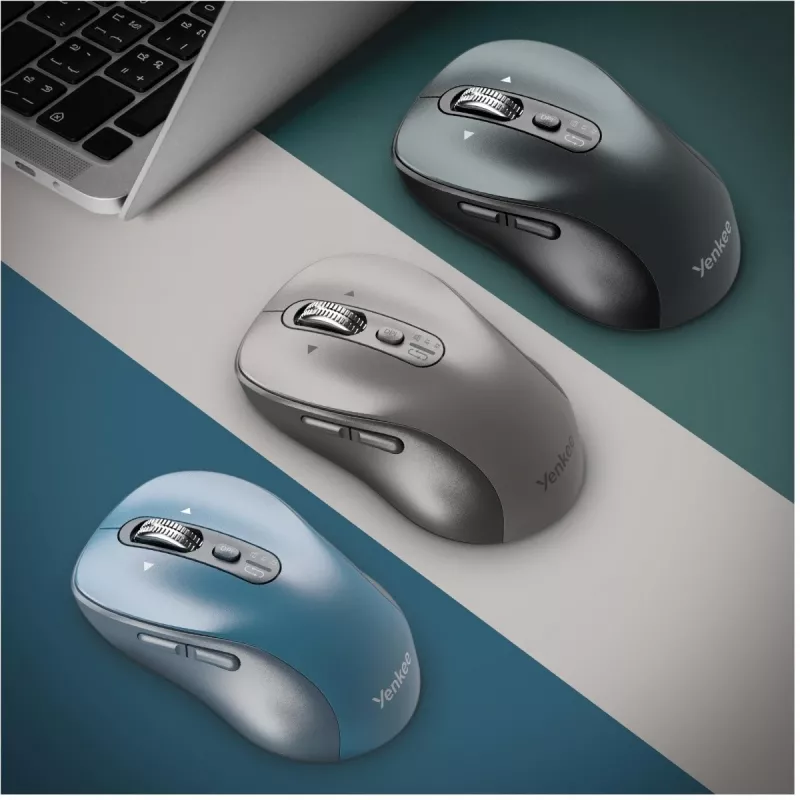 Bezvadu pele YENKEE YMS2010BE divrežīmu ergonomiska, 2.4 GHz USB uztvērējs + Bluetooth 5.1, 4 līmeņu DPI 1000–3200, 6 pogas