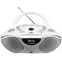 CD atskaņotājs BLAUPUNKT BB14WH — kompakts CD/MP3 atskaņotājs ar USB, LCD, FM radio un pulksteni, 2x1 W skaļruņi, sudrabs/balts