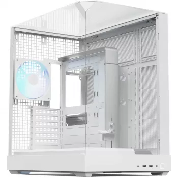 APNX Tower korpuss V2 balts ar trīs rūdīta stikla paneļiem