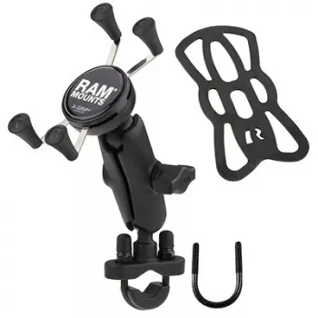 RAM Mounts X-Grip telefona turētājs ar stūres U-skavas pamatni