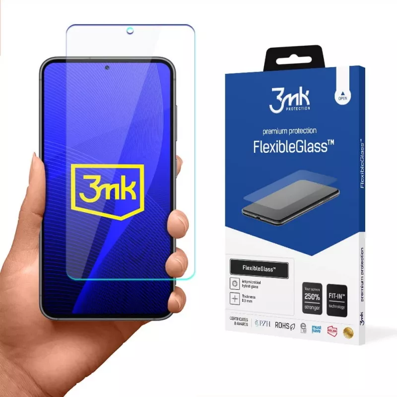 3MK FlexibleGlass hibrīda aizsargstikls Samsung Galaxy S23 (S911) ekrānam, 6,1 collas, 7H