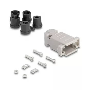 DELOCK D-Sub korpuss 9-pin ar gumijas blīvēm, plastmasa, melns/pelēks, 41.6×31.6×19.8 mm