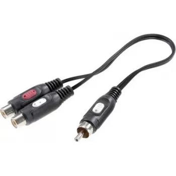 SpeaKa Professional RCA Audio Y-Adapter [1x RCA-Spalva - 2x RCA-Ligzda] Melns (SP-7869820)