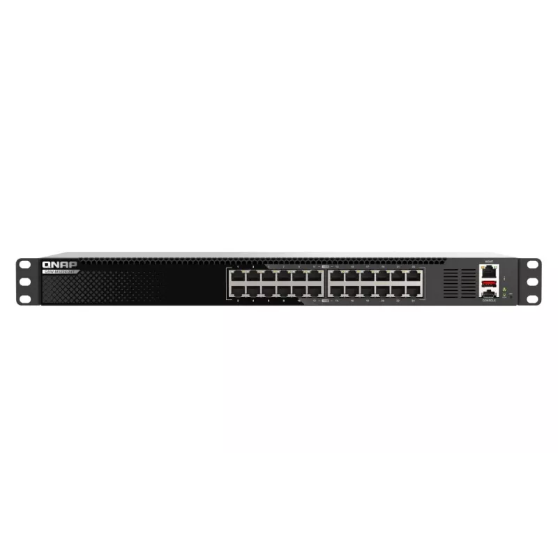 QNAP QSW-M3224-24T tīkla slēdzis, pārvaldīts L3, 10G Ethernet (100/1000/10000), 1U, melns, sudrabs