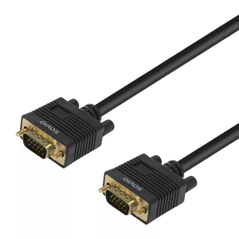 VGA kabelis SAVIO Cl-202 1.8 m — VGA (D-Sub) uz VGA (D-Sub), melns