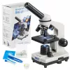 Saliktais optiskais mikroskops Deltaoptical DO-3210 — monokulārs, 3 ahromatiskie objektīvi, LED apgaismojums, 40–400×, 45° slīpa grozāma galva