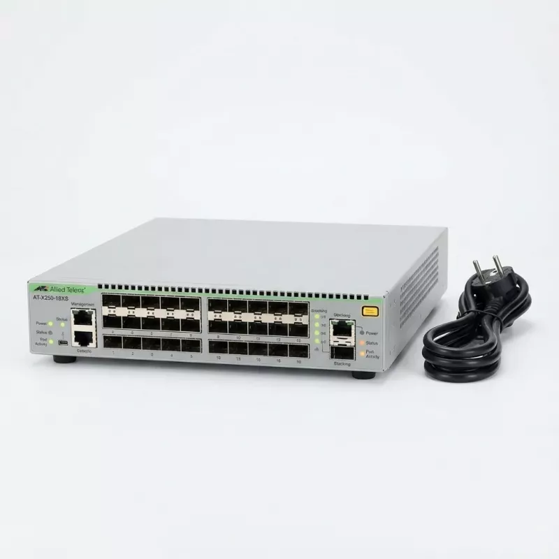 Allied Telesis AT-X250-18XS-50 10 Gigabit Layer 3 Lite Stackable Slēdzis, 18x SFP+ porti, ES barošanas vads, iekļauts LLW