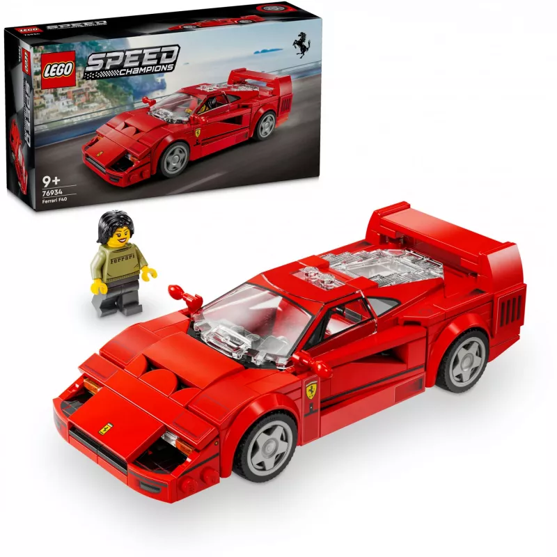 LEGO Speed Champions Ferrari F40 Supercar būvējams auto modelis bērniem no 9 gadiem ar šofera minifigūru