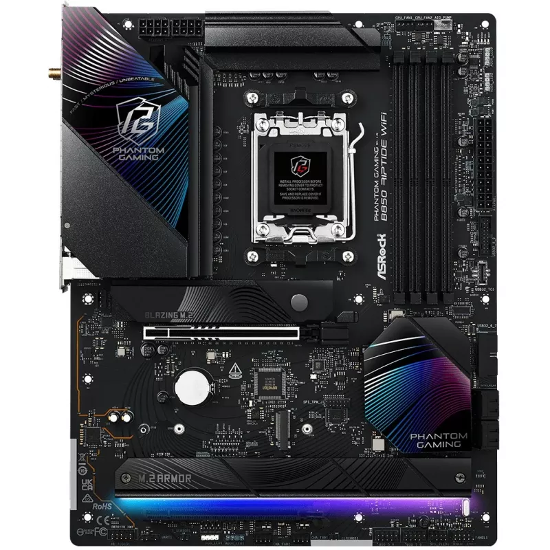Mātesplate ASRock Phantom Gaming B850 Riptide WiFi — AMD B850, Socket AM5, ATX, DDR5, 4x M.2, Wi‑Fi 7, 2.5Gb LAN