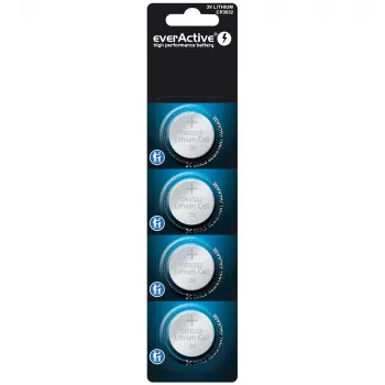 Litija baterija everActive CR3032, 3V, 580 mAh, monētas tipa, 4 iepakojumā
