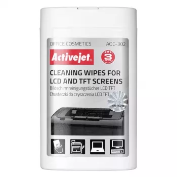 Activejet AOC-302 LCD ekrāna tīrīšanas salvetes, 100 gab.
